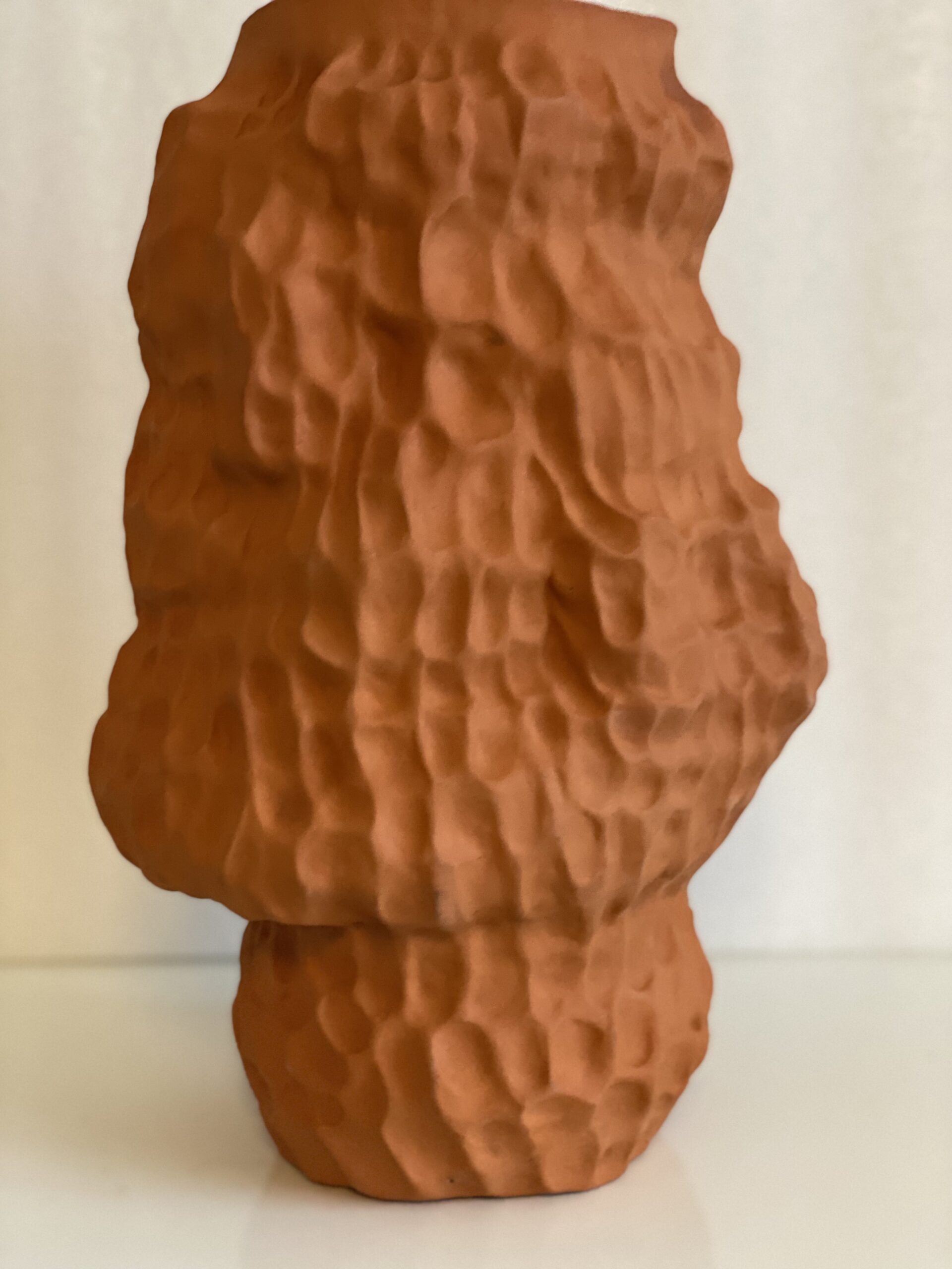 Constellation.__hand_built_terracotta._Hand_paint_carbone_glaze_inside._Raw_outside._Low_fired._37x27cm.2310g.